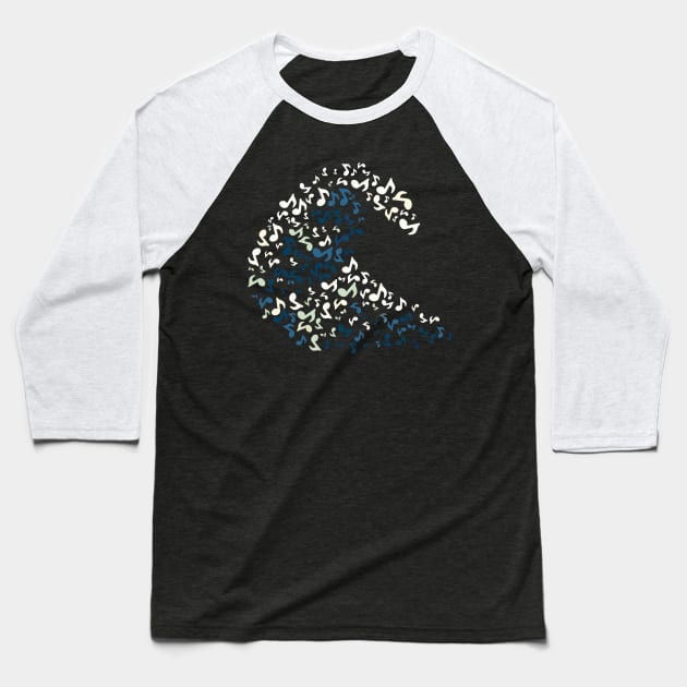 Dramabite The Great Wave of Music Baseball T-Shirt by dramabite